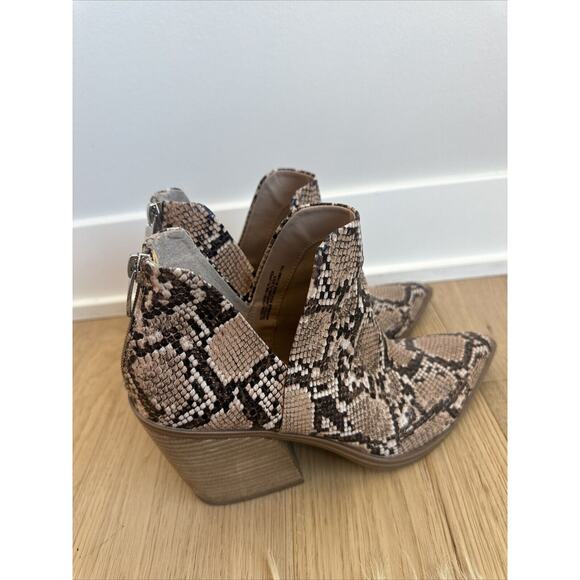 Steve Madden ALYSE Tan Multi Leather Pointed Zip Ankle Boots Block Heel SZ 10 - Picture 6 of 11